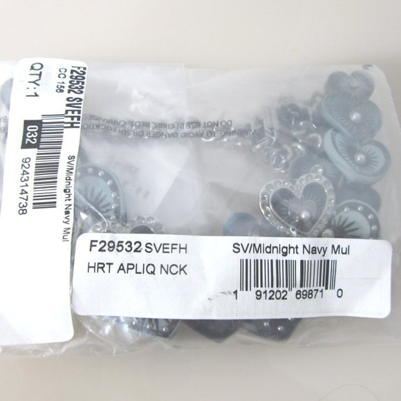 Coach $300 Leather SWAROVSKI Crystals Heart Applique 3d Necklace - Picture 13 of 13